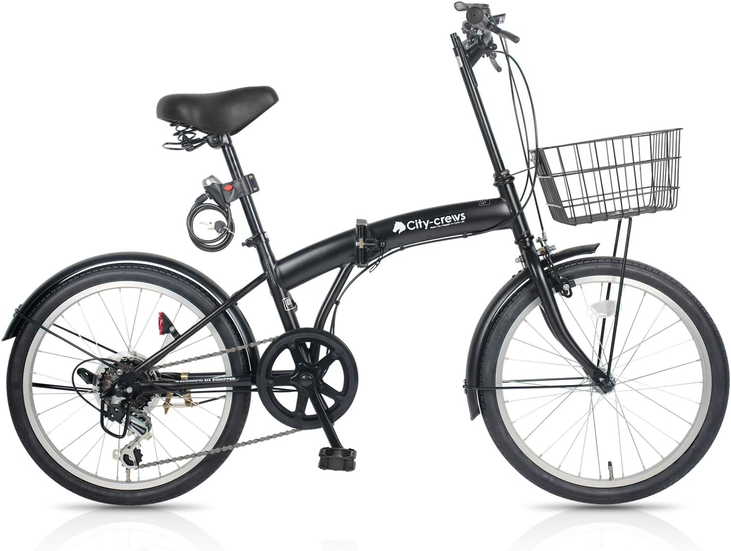 折りたたみ自転車 20インチ CC-10 外装6段変速ギア フロントライト/ロック錠/カゴ付き 折畳み 自転車 折り畳み自転車 ミニベロ 小径車 軽量 新生活 通勤 通学 サイクリング シティサイクル