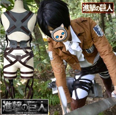 【全店任意2枚購入で100円OFF】進撃巨人 調査兵団 エレン ズボン吊り 全身ベルトセット スプレ衣装 高品質 新品 Cosplay アニメ