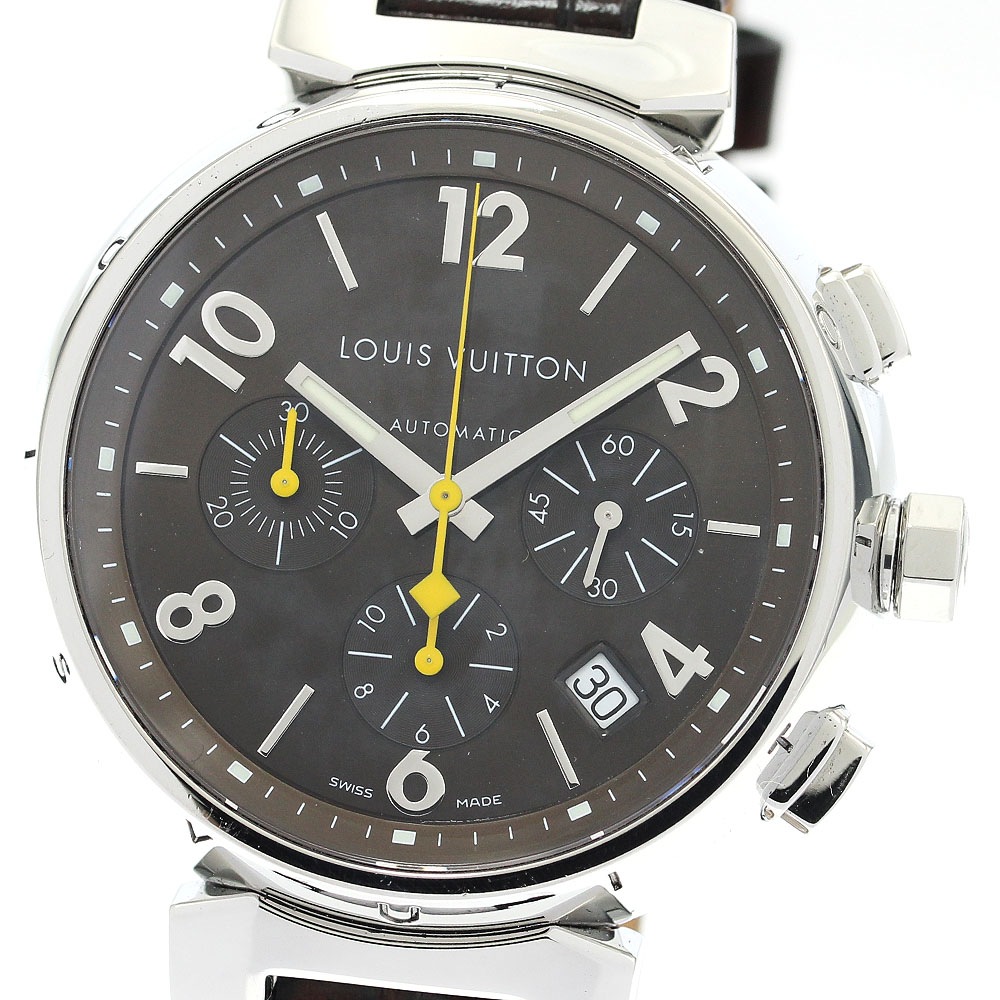 ルイ・ヴィトン LOUIS VUITTON Q1121 タンブール デイト クロノグラフ 自動巻き メンズ _889625【中古】