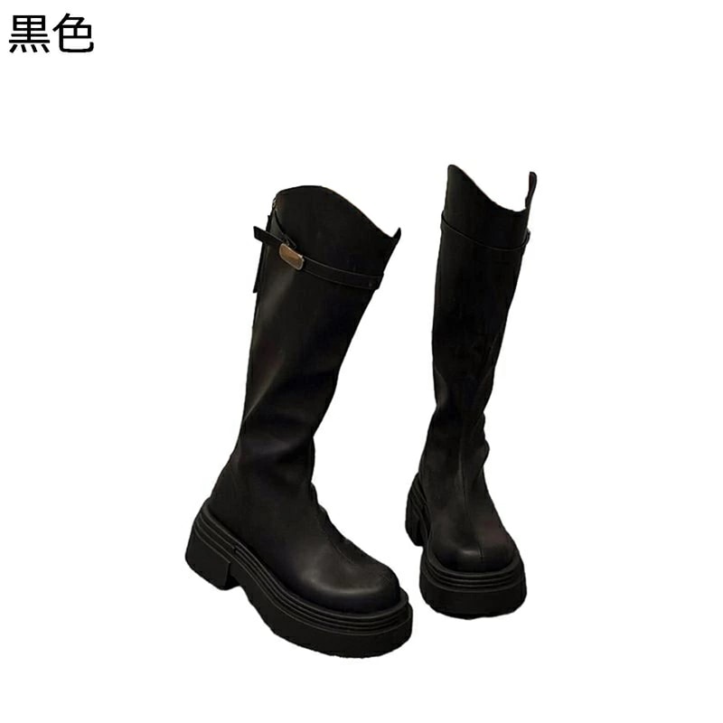 ロングブーツ 騎士ブーツ レディース 厚底5cm 身長アップ 撥水 脱げない 落ちない シンプル 美脚 秋冬靴 柔らかい 女子力 美脚 痛くない 便利 細見え 履きやすい カジュアル 雨靴