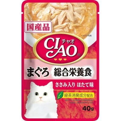 【96個セット】いなばペットフード CIAOパウチ総合栄養食まぐろささみ入りほたて味40g