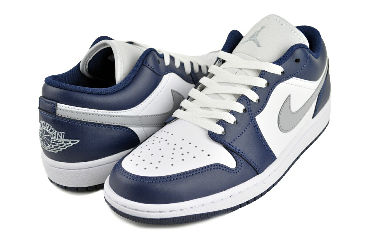 エアジョーダン 1 ロー ホワイト ウルフグレー ミッドナイトネイビー 553558-141