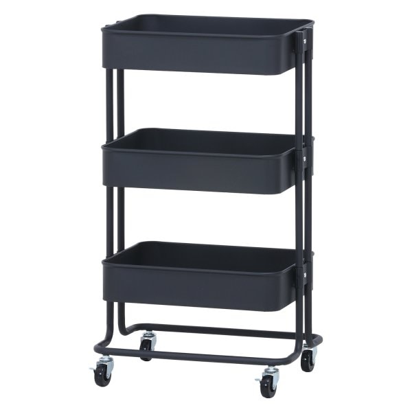 [C/D:14267] キッチンワゴン バスケット３段 ブラック