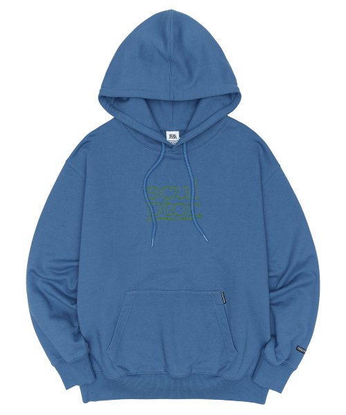22SS 新作 Retro Outline Hoodie Dusty Blue