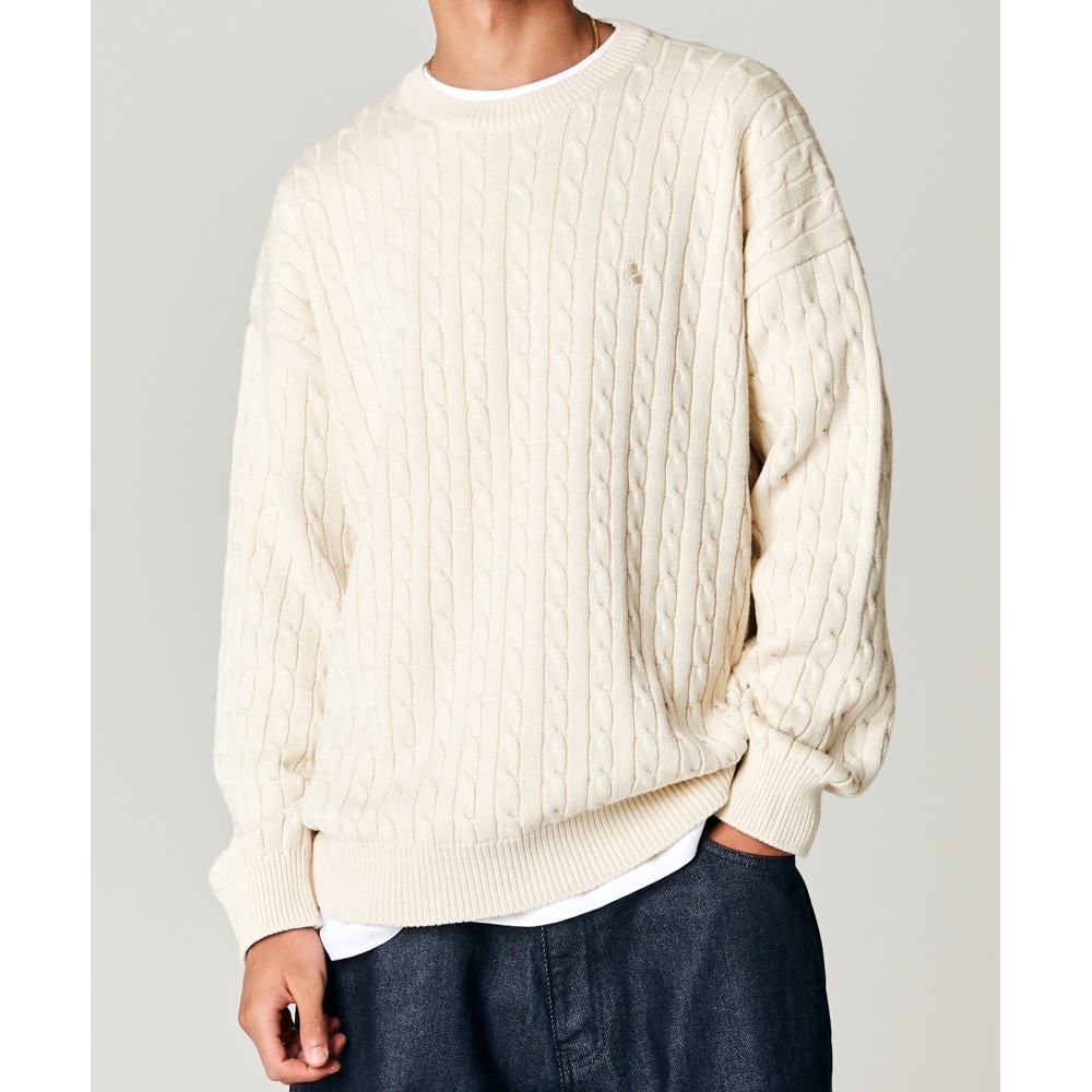 TAKEASYソリッドケーブルオーバーニット（ナチュラル）