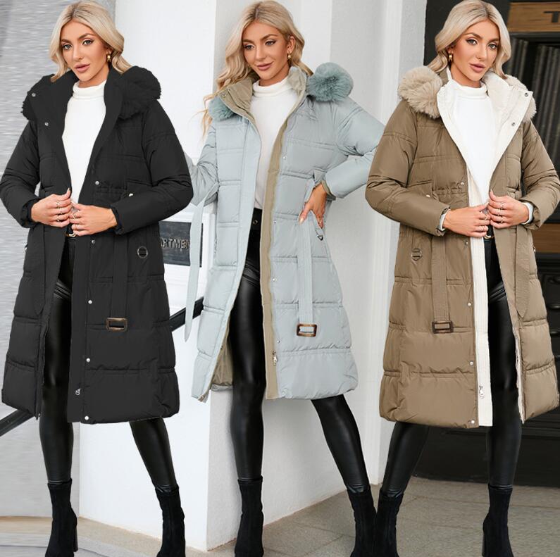 【送料無料】ダウンコート レディース 通勤 通学 ロング丈 ダウンコート 中綿コート 可愛い 大人 中綿ジャケット フェイクファー フード付き スリム OL シンプル 秋冬 アウター 防寒着 暖かい