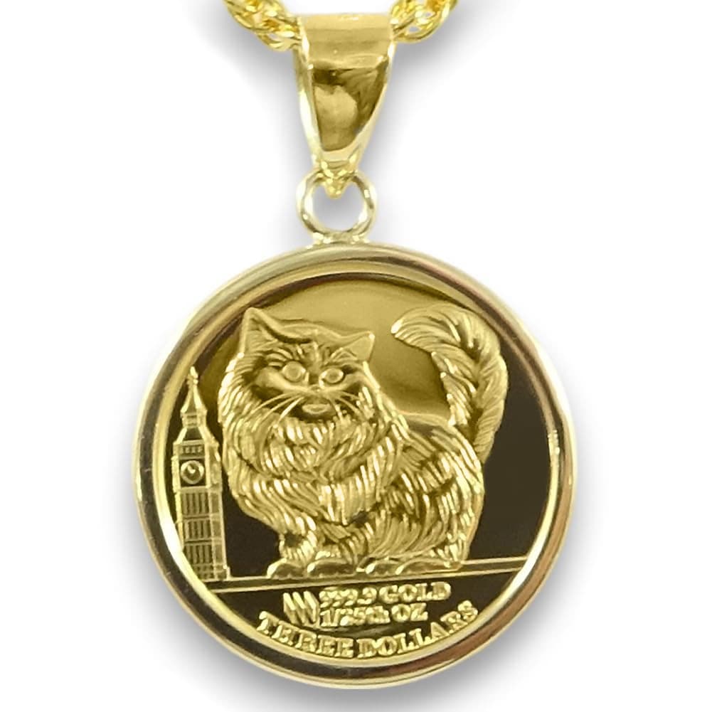 純金 キャットコインペンダントトップ K24 ツバルキャット1/25oz 3$ GOLD999.9 QUEEN ELIZABETH2022