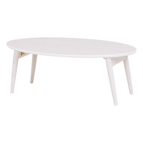 折れ脚テーブル 楕円 アカシア ホワイトウォッシュ 幅90×奥行50×高さ33.5cm MT-6925WS