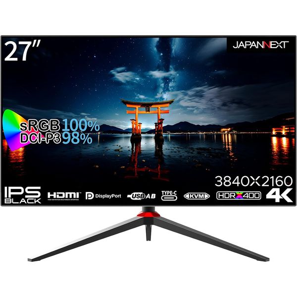 液晶モニター ディスプレイ ジャパンネクスト 27型 ワイド UHD 4K JN-27IPSB4FLUHDR-HSP HDR ピボット チルト 高さ調整 スイーベル VESA規格 HDMI DP