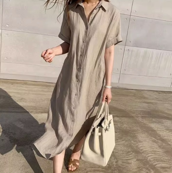 ナチュラル シャツワンピ シャツワンピース ワンピース デート シャツワンピース 膝下 ミモレ ミモレ丈 ミディアム丈 ミドル ミドル丈 オーバーニー 袖あり 半袖 襟付き ラペルカラー 前開き