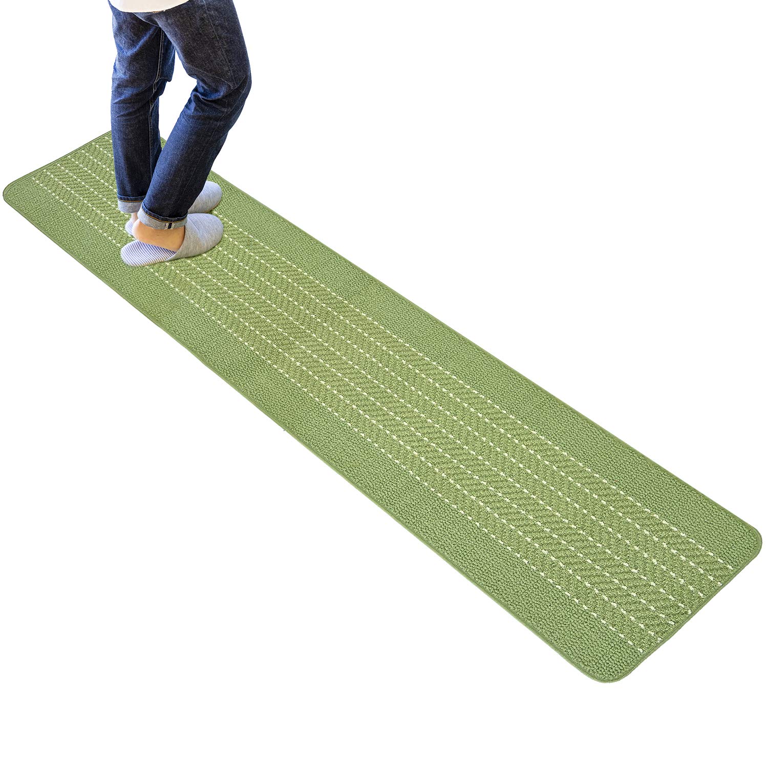 オカ(OKA) 優踏生 洗いやすいキッチンマットヘリンボン 約45cm240cm グリーン (すべらない 日本製 北欧) 4,949円