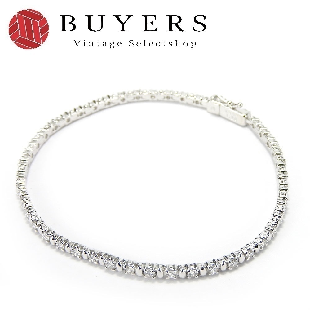 中古 ブレスレット K18WG ダイヤモンド 約7.5g ホワイトゴールド ジュエリー 小物 レディース 女性