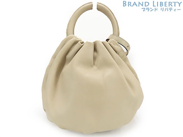 美品ロエベバウンスバッグアナグラム2WAYハンドバッグ斜め掛けショルダーバッグポシェットベージュラムレザー332.87.L40