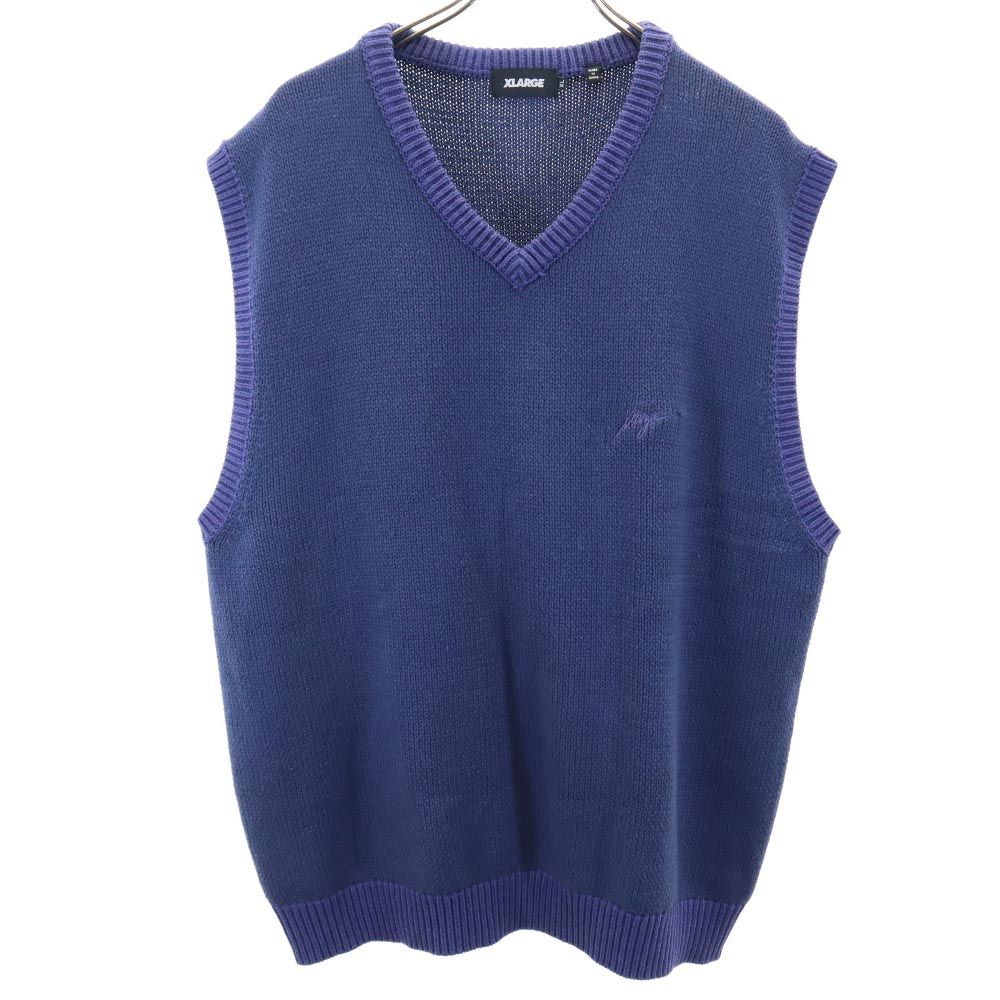 ニット Vネック ベスト XL ネイビー系 メンズ