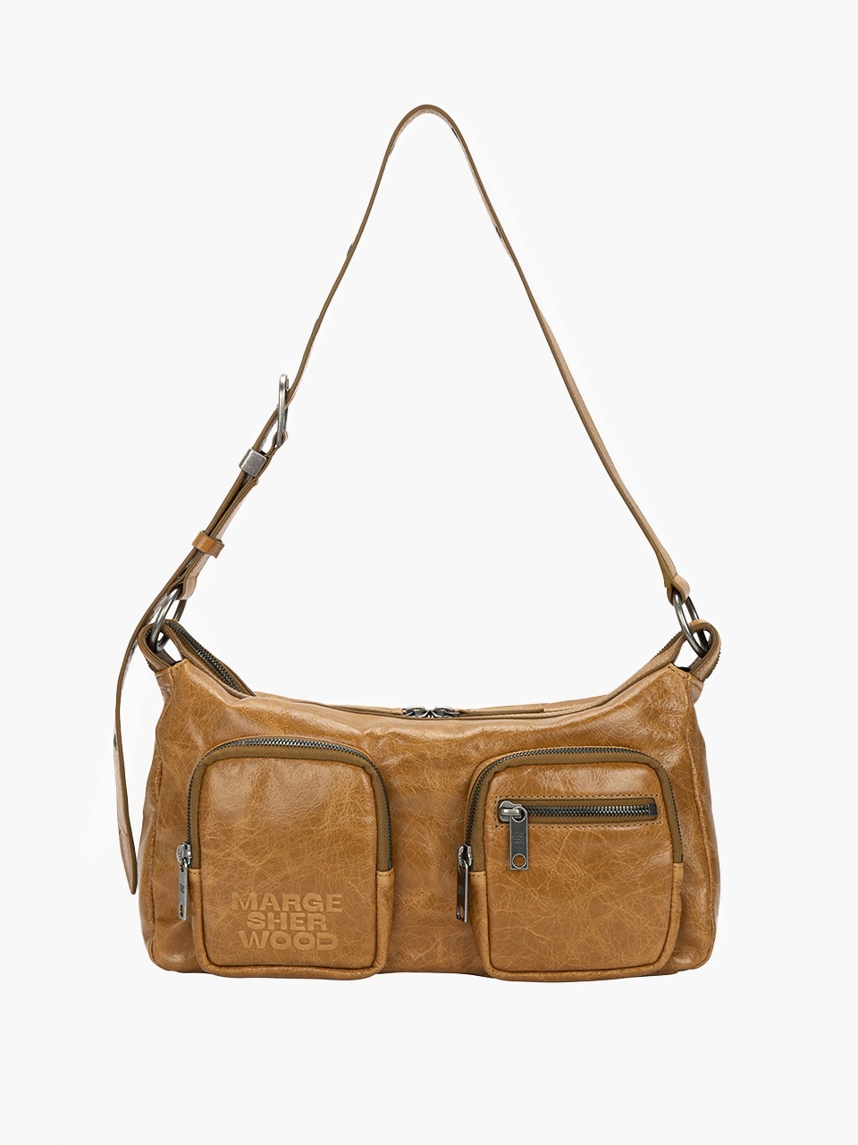 【MARGESHERWOOD】 OUTPOCKET HOBO : SOFT CAMEL PULL-UP CRINKLE