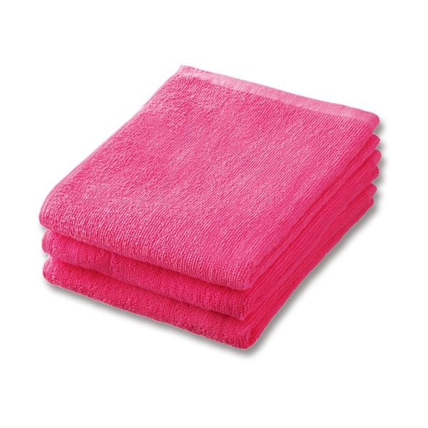 （まとめ）業務用スレンカラーフェイスタオル ピンク 1パック（3枚）[x10セット]