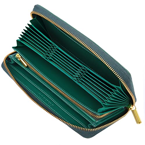 [] 2024年 長財布 レディース 財布 本革 牛革 多機能財布 YKKファスナー カード22枚 長 財布 大容量 本革 長サイフ スキミング防止 (グリーン)