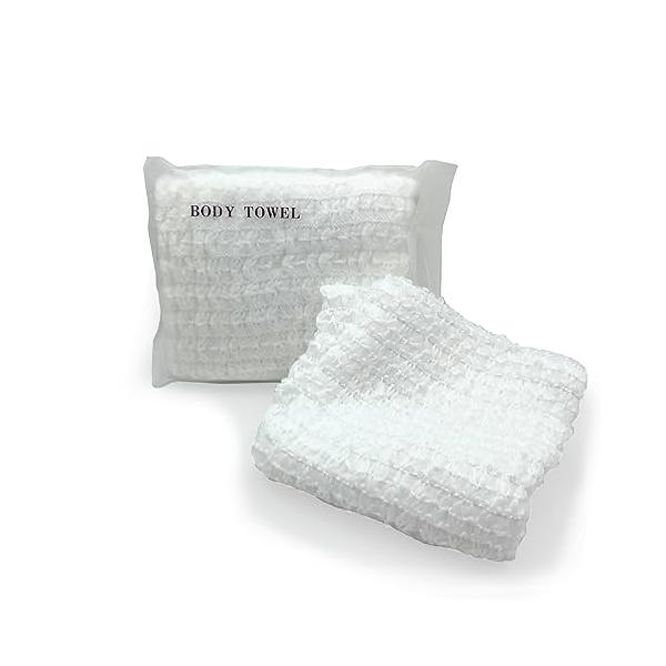 エコテックス ボディタオル 個包装 業務用 使い捨て ホテルアメニティ 個包装 浴用タオル (ボディタオル(伸縮タイプ)：100個)