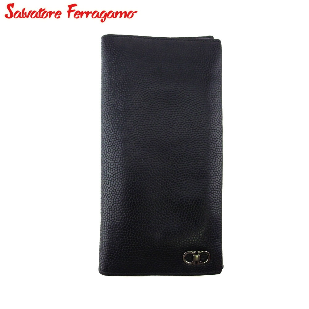 長財布 ファスナー付き 財布 ガンチーニ メンズ ブラック 中古