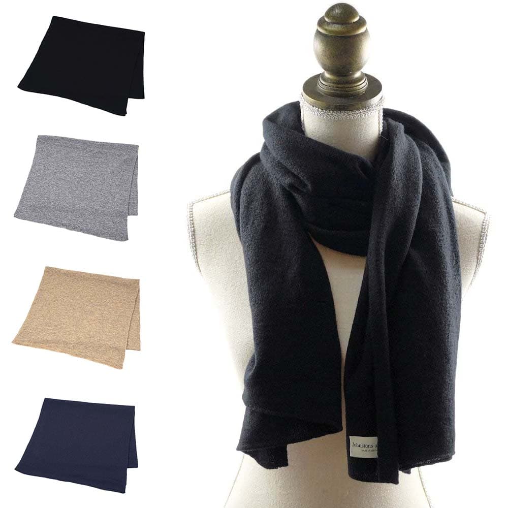 ジョンストンズ マフラー ストール カシミヤ リブ レディース メンズ 無地 JOHNSTONS OF ELGIN Gauzy stole 180x50cm HAM00162