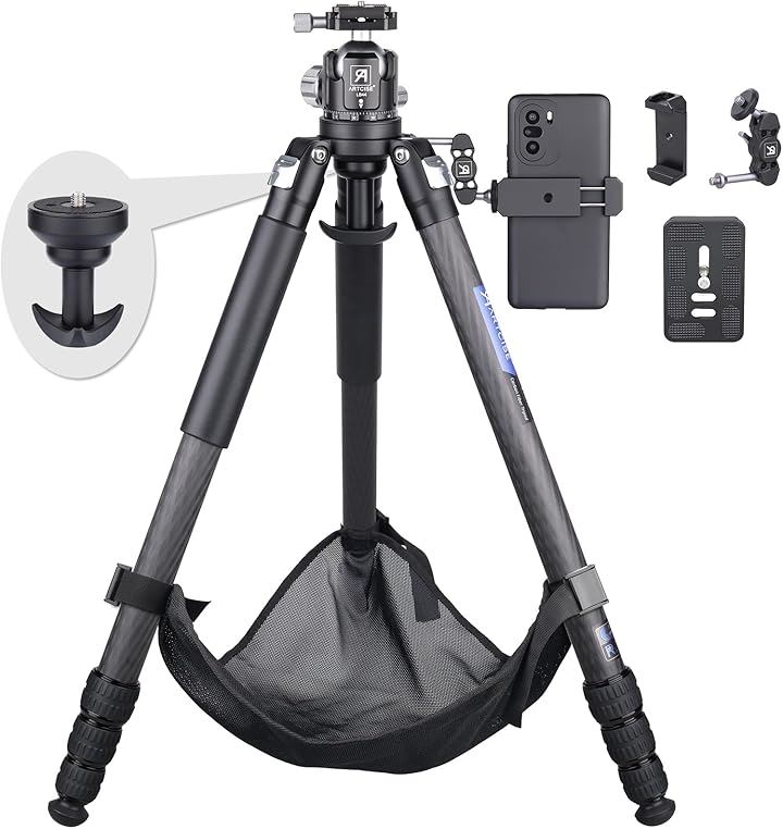 軽量 ボウル三脚+44mm ボール低重心雲台キット 32.5mm管経 コンパクト トラベル カーボン ファイバー カメラビデオ CNC 360度パノラマ自由三脚ヘッド 耐荷重20キロ