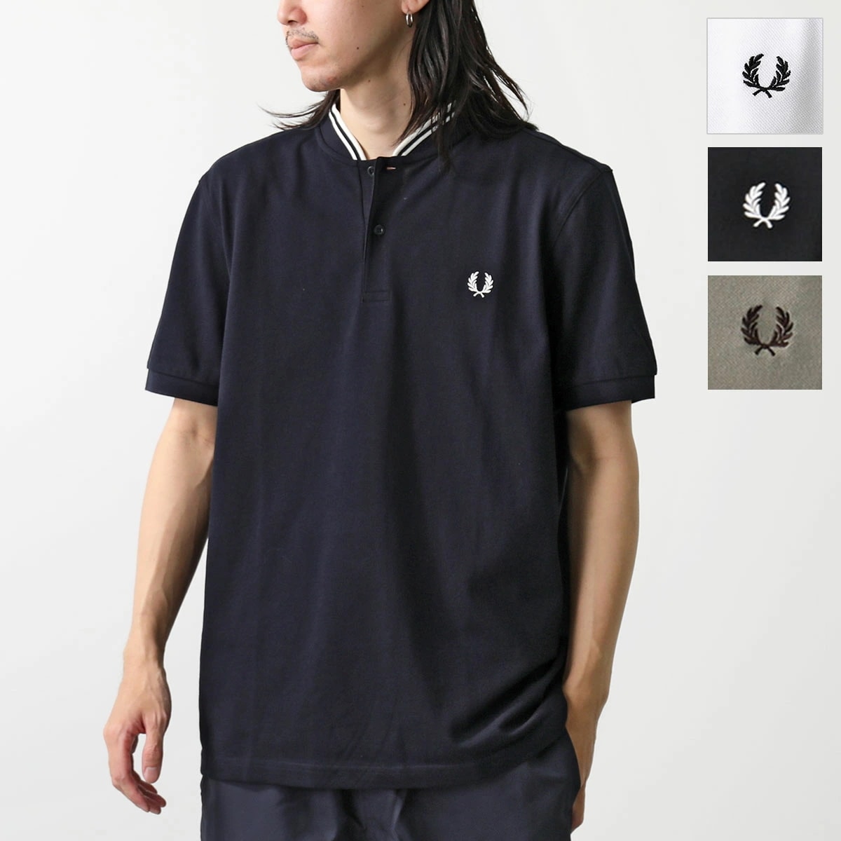 FRED PERRY フレッドペリー ポロシャツ Bomber Collar Polo Shirt M4526 メンズ 半袖 鹿の子 ローレルリース刺繍 カラー4色