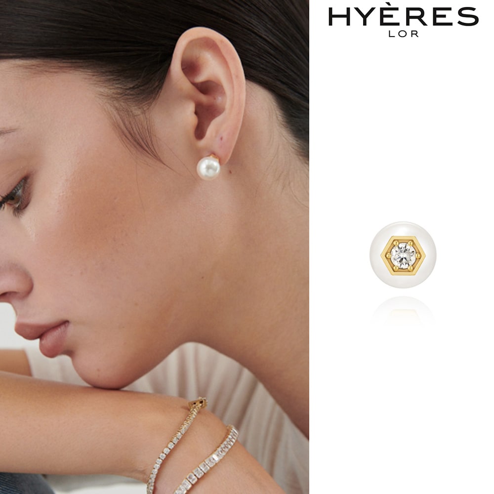 [HYERES LOR] H edition silver 2way pearl piercing 10mm