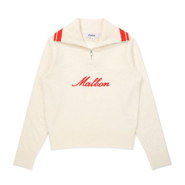 [マルボン公式] 女性レイヤードジップアップカラーニットトップ CREAM (WOMAN)