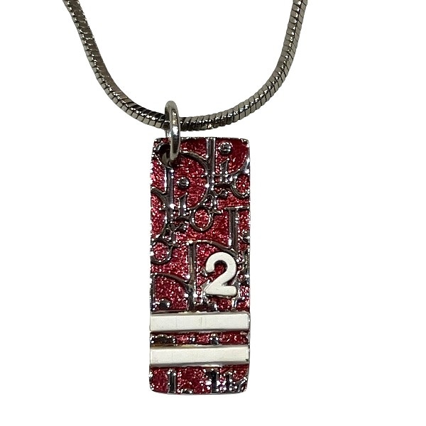 ディオール トロッター シルバー×レッド×ホワイト ネックレス レディース【中古】