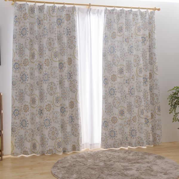 遮光 カーテン 3級 [ 約 幅100cm 丈135cm 2枚セット オレンジ ] 北欧調 洗える 形状記憶 ドレープカーテン