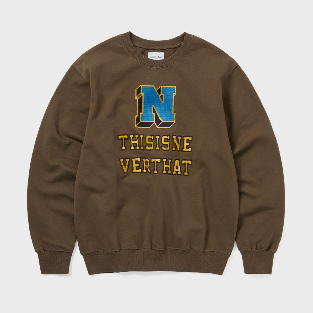 ディス・イズ・ネヴァー・ザット・クロスステッチ・クルーネックブラウン 10,581円