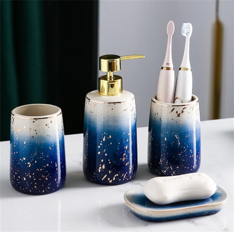 INSスタイル 洗面セット セラミック 4点セット ローションボトル ギフトボックス 星空 バスルーム バスルーム ホテル トイレ マウスウォッシュカップ