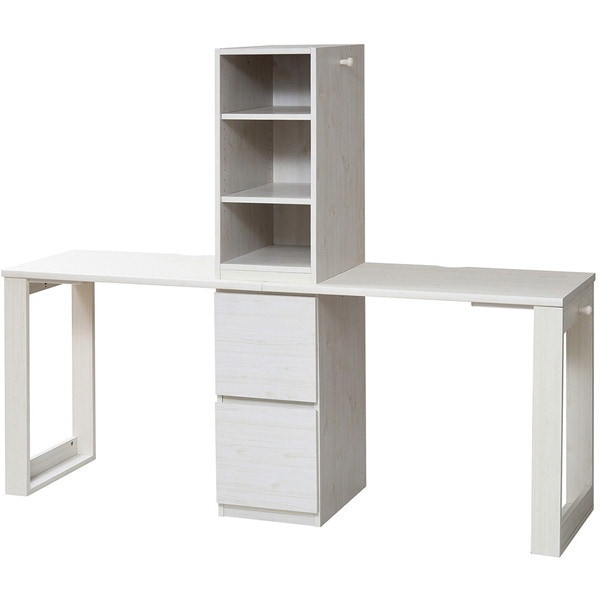 JKプラン FWD-0002SET-WH ホワイト witsシリーズ [学習ツインデスク（収納チェストラック付き）] メーカー直送