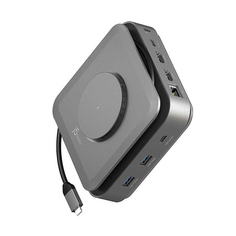 J5　15W磁力ワイヤレス充電パッド搭載デュアルHDMIドッキングステーション ［USB Power Delivery対応］　JCD3199
