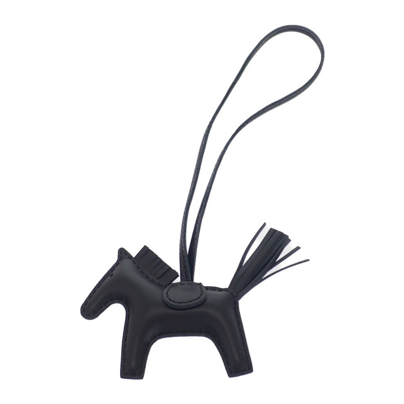 ロデオチャームPM バッグチャーム ラムスキン ソーブラック W刻印 レディース【SAランク】