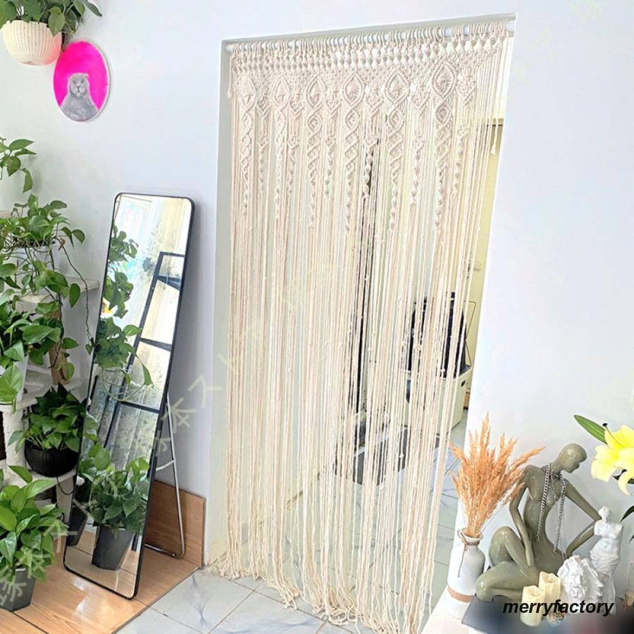 のれん 暖簾 マクラメ 壁掛け ボヘ風 タペスト おしゃれ 北欧 手作り編み 部屋 パーティー ーション カー 壁装飾 北欧風 インテリア 雑貨