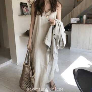 【2025新作入荷】ストレートロングワンピ ワンピース レディース ファッション 個性的 ロング ロング丈 袖なし ノースリーブ Vネック かわいい きれいめ