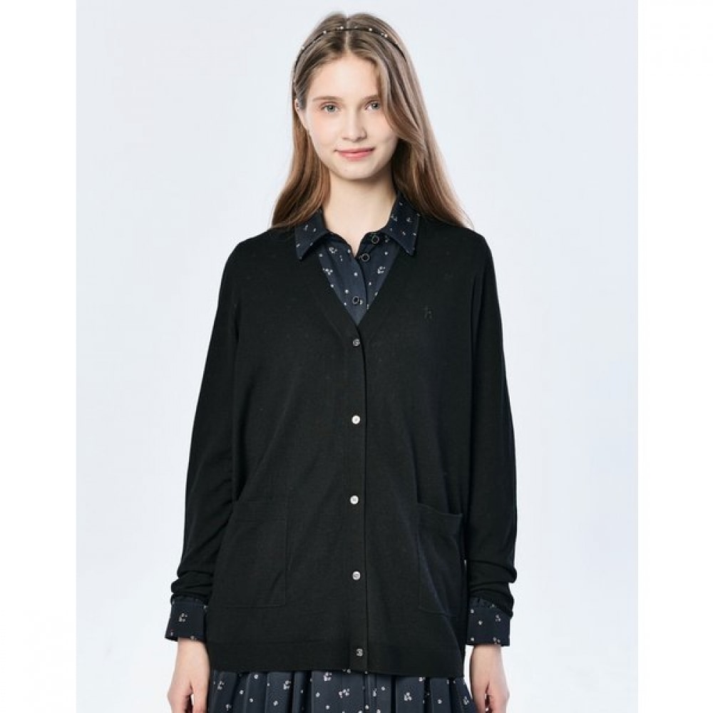 [25SS] ホールガーメント Vネックウルトラファインウールカーディガンブラック HSSW5AC16BK