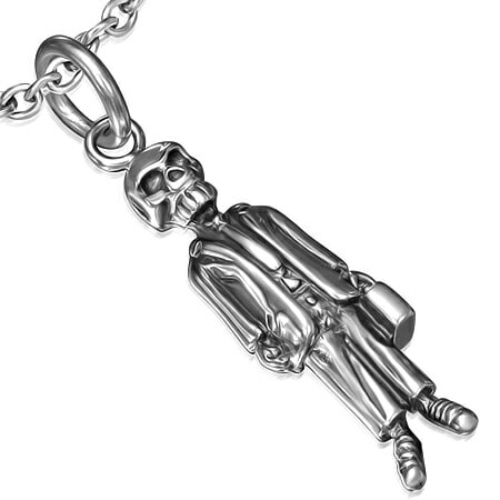 スーツスカルステンレスペンダントトップ 骸骨 ガイコツ サラリーマン 社会人 ネクタイ ユニーク 面白い 首飾り アクセサリー ネックレス 男性 女性 プレゼント 髑髏 stt00-00-0646