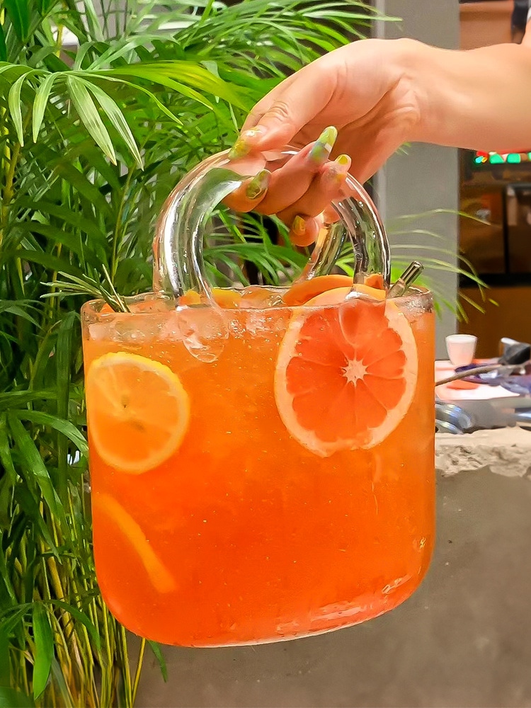 INSスタイル セット バー ジュースカップ 酒場 手提げガラスバッグ フルーツグラス カクテルカップ ガラススプーン 花瓶 養魚水槽 家庭用振り子 キャンプ 手提げバスケット振り子