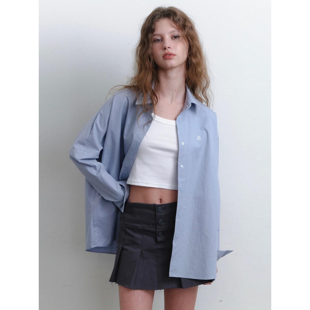 KINDABABY ドロップオーバーフィットシャツインディブルー