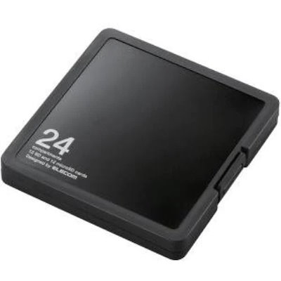 他サイト： エレコム CMC-SDCPP24BK SD／microSDカードケース プラスチックタイプ ( SD：12枚 ／ microSD：12枚収納可能 ) ブラックの商品画像