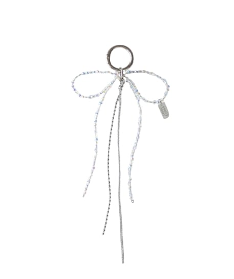 [pearlymore]ホワイトクリスタル リボンキーリング PM24A003HS／韓国デザイン／きらきらアクセサリー