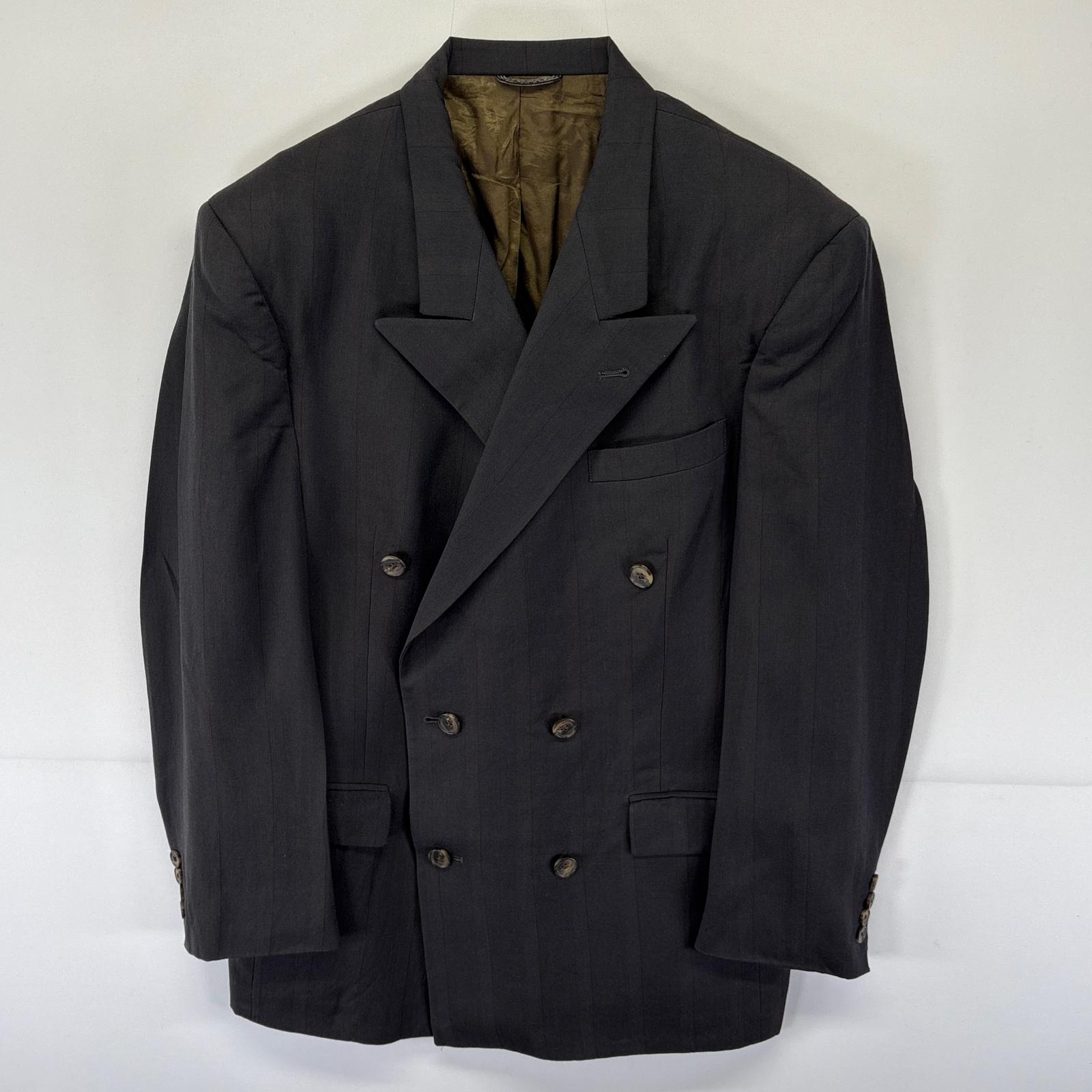 古着 クリスチャンディオール Christian Dior テーラードジャケット ブレザー スーツ ストライプ ダブルボタン グレー メンズ