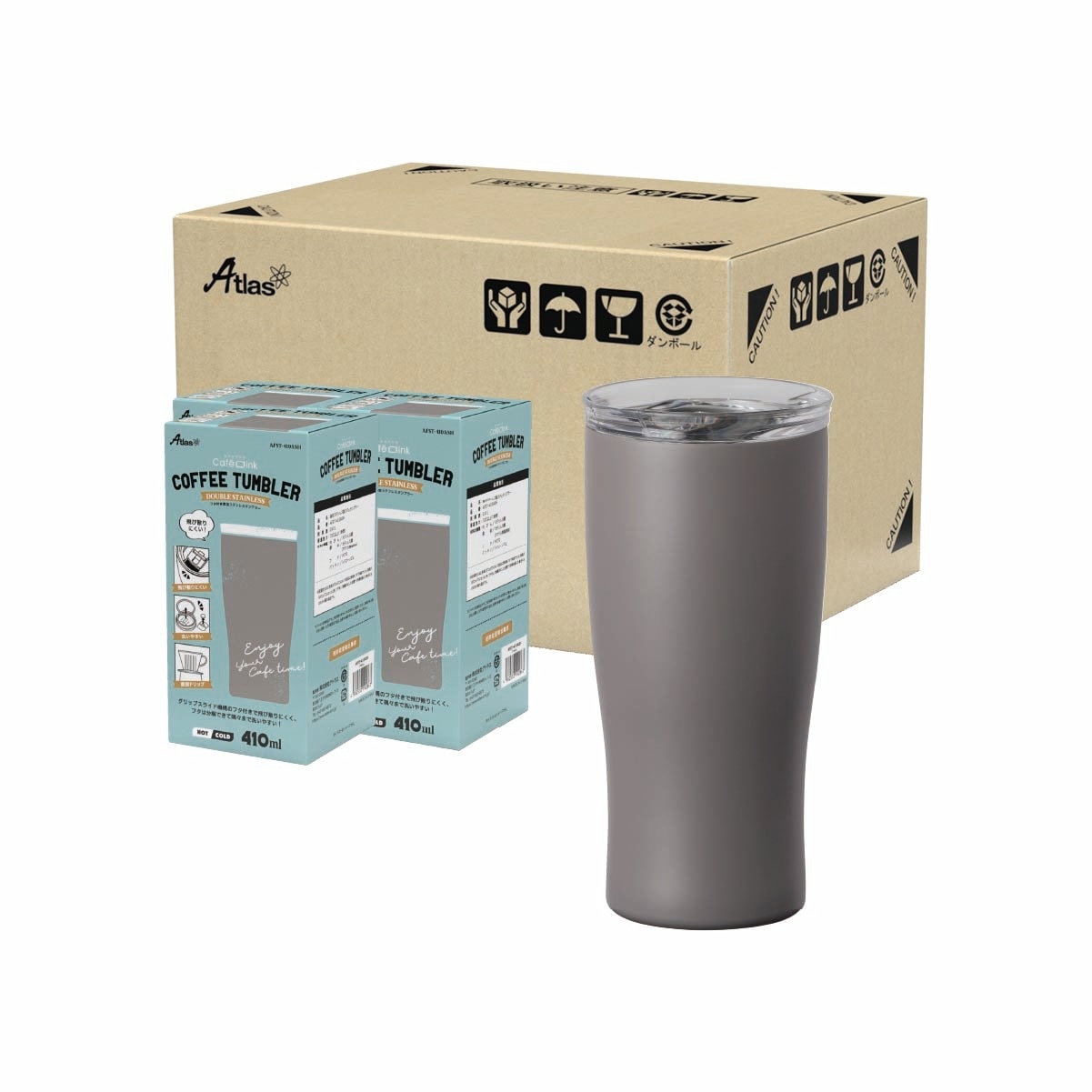24個セット 蓋付きタンブラー 410ml 保温 保冷 真空断熱 ステンレス 洗いやすい コーヒー用 直接ドリップ可能 アッシュ カフェリンク AFST-410ASH24P