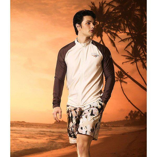 男性ネオ保護レギュラーフィットジップアップラッシュガード（A6BM1PR02_LBG）