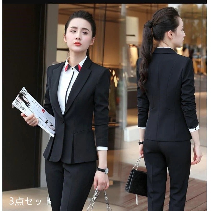 スーツレディース 3点セット おしゃれ セットアップ フォーマルスーツ パンツスーツ 着痩せ 20代