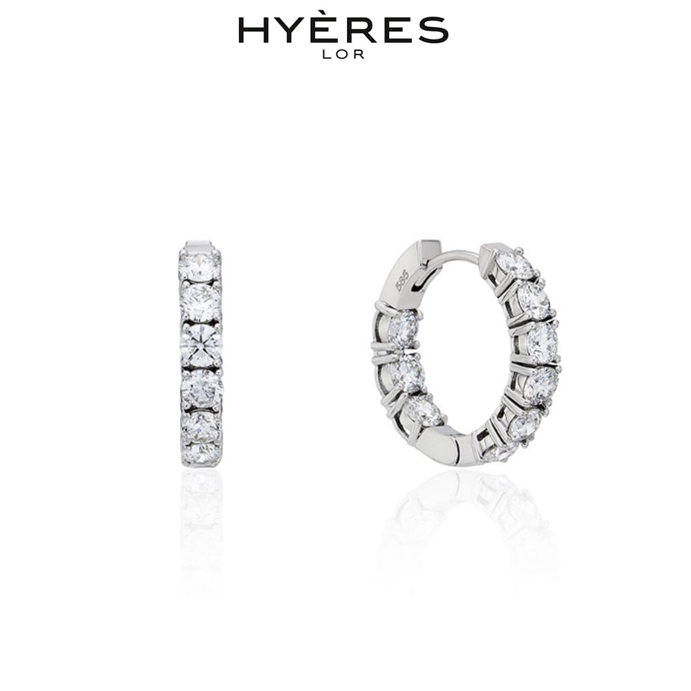 [HYERES LOR] Essence Lab Diamond 14K(W) 0.1 Carat Tennis One Touch Earrings