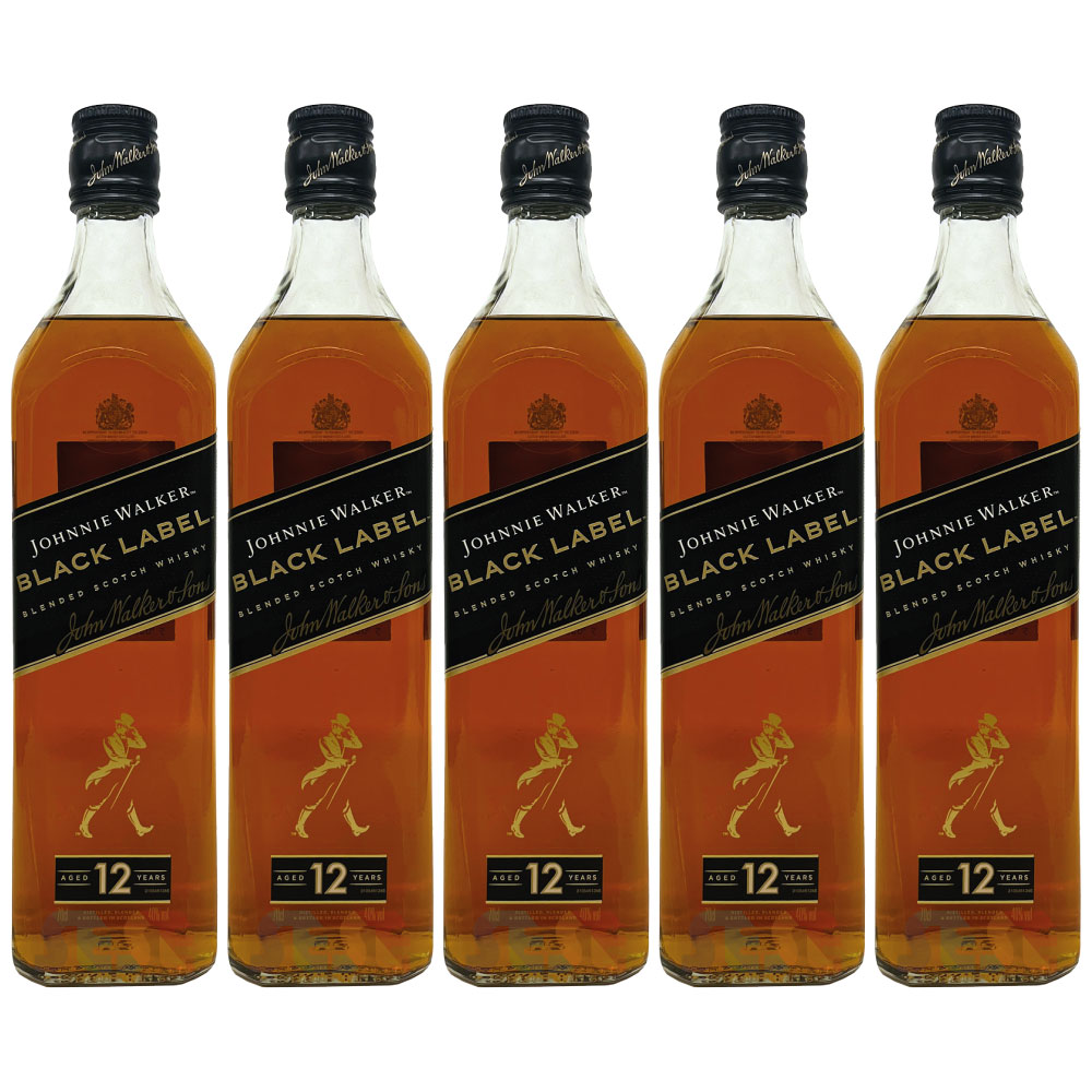 [正規品] ジョニーウォーカー ブラックラベル 12年 5本セット 700ml / ブレンデッドスコッチウイスキー Johnnie Walker Black Label 12 Year