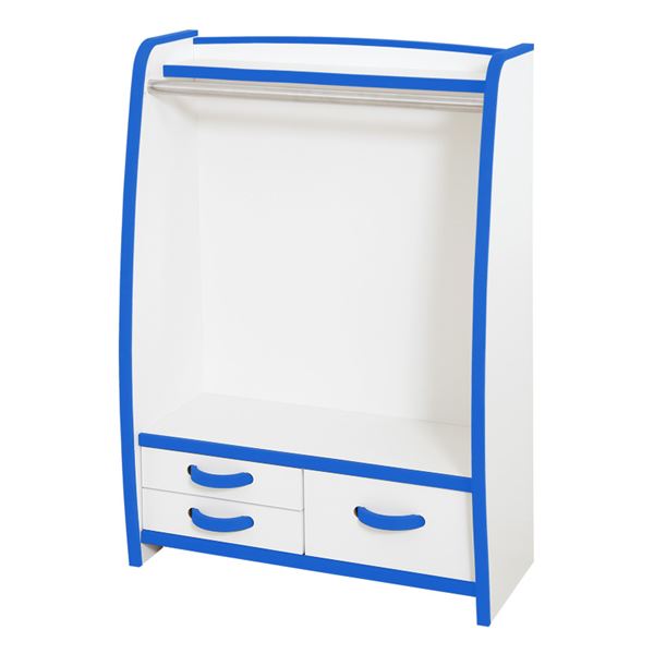 子供用 ハンガーラック/衣類収納 幅62.6cm ブルー 日本製 高耐久 引き出し付き 知育家具 EVAキッズシリーズ 完成品